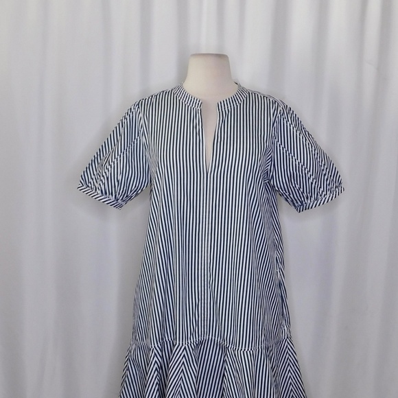 NWT!! J. CREW Delilah Dress Cotton Poplin Blue White Stripe Dark Evening Small - Picture 4 of 15